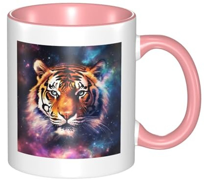 Tazas de café Galaxy Tiger con asa, taza grande de porcelana de 325 ml para bebidas frías y calientes, tazas de té de cerámica para hombres y mujeres, divertida taza de café para inauguración de la