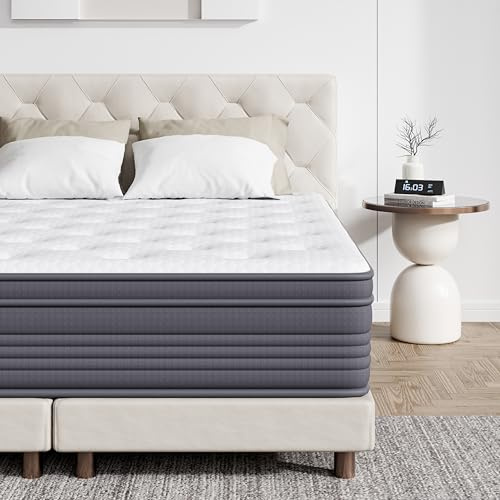 Double Mattress, 7 Zone Orthopedic Double Mattresses, 4FT6 Medium Firm Memory Foam Mattress with Individually Wrapped Pocket Springs for Back Pain Relief, Motion Isolation for Bedroom, Guest Room