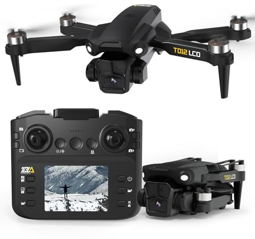 Toladrone TD12LCD Drone con Fotocamera per Adulti, Droni con Posizionamento Ottico a Flusso, Motore Brushless, Trasmissione Schermo LCD, Quadricottero Pieghevole per Principianti, Meno di 249 g