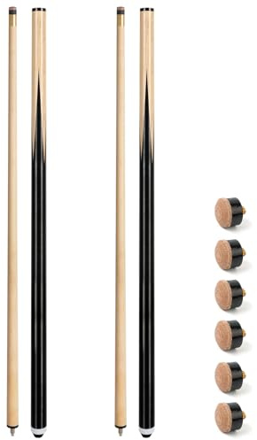Horse Pool-Queue, 147,3 cm, 2er-Set Billard-Queues für Profis, Pool-Queues für Erwachsene, 567 g, Hausbar mit 13-mm-Leder-Queue-Spitzen zum Anschrauben, 6 Stück