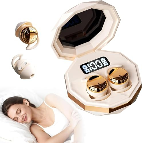 Écouteurs de Sommeil Bluetooth 6.0, Mini Intra-Auriculaires sans Fil pour Dormir sur Le Côté, 28H de Lecture, Silicone Liquide Doux, Écouteurs de Sommeil pour Dormeurs Latéraux, Sport, Trava