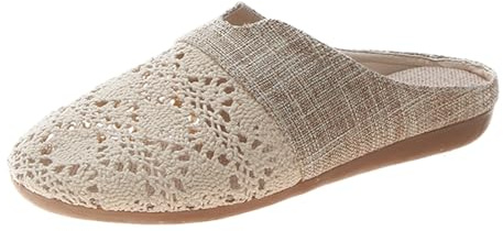 Dam sommar linne, tofflor dam bekväm lätt att ta på, toffel mjuk sula, mångsidig daglig toffel, bekväm promenadflip-flop, inomhussko, rund tå