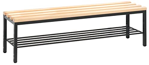 C und P Sitzbank Holzbank Umkleidebank Fitness Studio mit Schuhrost, 42x150x35 cm