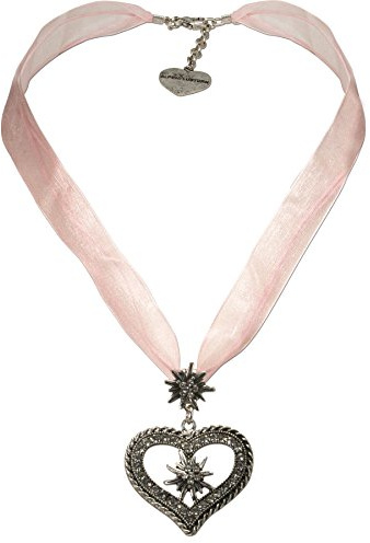Alpenflüstern Organza-Trachtenkette Strass-Edelweiß-Herz - Damen-Trachtenschmuck mit Trachtenherz, Dirndlkette in traditionellen Farben DHK193