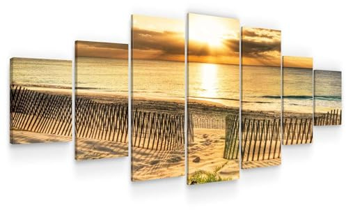 Startonight Grande Cuadro sobre Lienzo Puesta de sol en la Costa, Impresion en Calidad Fotografica Enmarcado y Listo Para Colgar Moderno Decoración XXL Formato Multipanel 7 Piezas 100 x 240 CM
