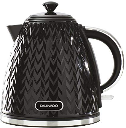 Daewoo SDA1773 Argyle Collection, 1.7L, Electric Kettle With Removable Lid and Filter For An Easy Clean, Auto Shut Off And Power Indicator For Safety, Black