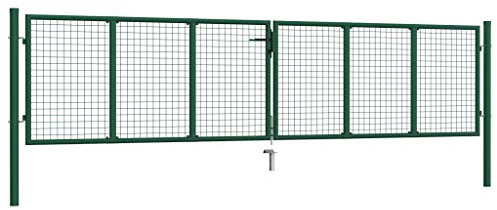 Festnight Barrière de Jardin | Clôture Jardin en Métal | Portail en Treillis de Jardin Acier 400 x 100 cm Vert