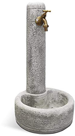 KAM Fontana da Giardino Esterno in Cemento Pietra Modello DESANA Anticato (Bianco Anticato)