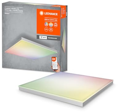 LEDVANCE Smarte LED Deckenleuchte, Panel für Innen mit WiFi Technologie, Lichtfarbe änderbar (3000K-6500K), RGB-Farben änderbar, 300mm x 300mm, Kompatibel mit Google und Alexa Voice Control, SMART+