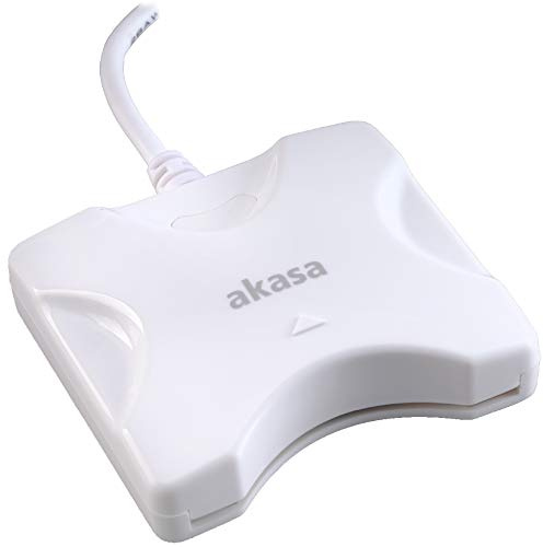 Akasa Lector externo de tarjetas inteligentes | Lector de tarjetas inteligentes USB/tarjetas IC/ID | Lector CAC | Indicador LED | Blanco | AK-CR-03WHV2