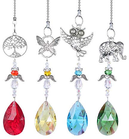 YFCTLM Cazador de Sol 4pcs Crystal SunCatcher con estatuilla Animal Ornamento Colgante para la Ventana, decoración del hogar, decoración navideña
