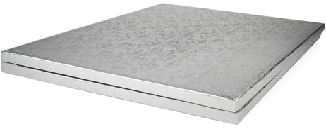 Miss Bakery's House® Cake Drum - 12 mm - 60x40 cm - Silber - 2 Stück - Dicke Tortenunterlage - stabil - folienbeschichtet - Torten transportieren - extra groß XL