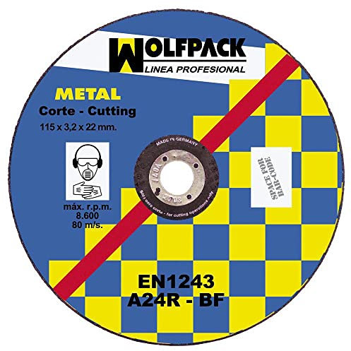 WOLFPACK LINEA PROFESIONAL - Disco Corte Abrasivo Metal 115x3,2x22 mm.