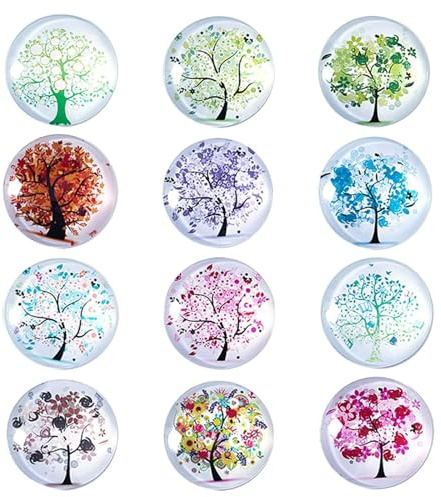 GEFIRE Kühlschrankmagnete Magnete 12 Stücke Kinder Kühlschrank Magnete 30 MM Mini Magnete Kühlschran bunt klustigemagnete für Whiteboards Kühlschränke Fotos (Baum des Lebens)