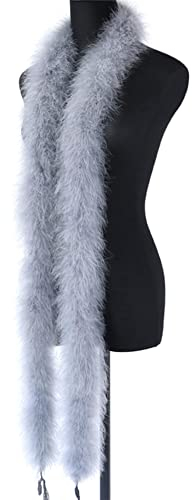 Federboa Weihnachtsboa,2M Federboa Weihnachtsbaum Weihnachten Band Streifen Girlande Federn Schal Stola Kostüm Karneval Schal Kostümzubehör 20er Jahre, Flapper, Karneval, Mottoparty,Silber Grau