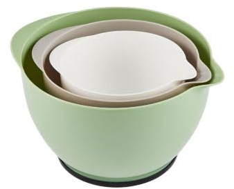lakeland 3 Nesting Lidded Bowls 1.2L, 2L and 3.4L Non-Slip Base with Easy Pour spout Microwave, Freezer and Dishwasher Safe