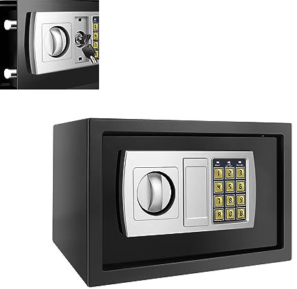 Schwarz-Tresor Safe Elektronischer Safe Wandtresor Geldtresor Bodentresor Möbeltresor Hotelsafe Mini Tresor Stahlsafe 2 Schlüssel & Elektronischem Zahlenschloss Größe: 31 x 19.5 x 19.5 cm (8.5L)