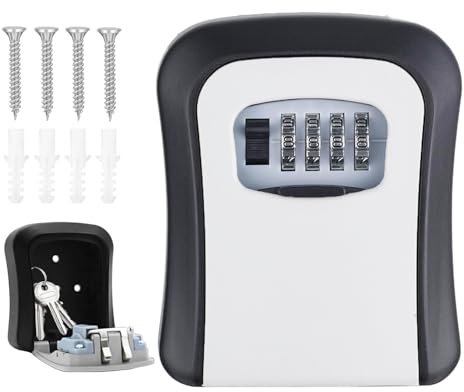 Manguogo Key Safe Wall Mounted,Waterproof Lock Box,Security Key Box With Resettable 4 Digit Combination,Heavy Duty Key Cabinet Outdoor & Indoor