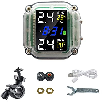 MASO 1 sistema de monitoreo de presión de neumáticos de motocicleta, sensor externo de presión de neumáticos, monitoreo en tiempo real de la presión y temperatura de los neumáticos para motocicleta de