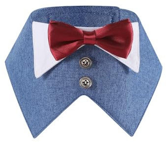 Formeller Hunde Bandana, Verstellbare Hundehalstuch Weihnachten, Haustier Anzug mit Fliege und Krawatte für Katzen Hunde, Geburtstag Kostüme