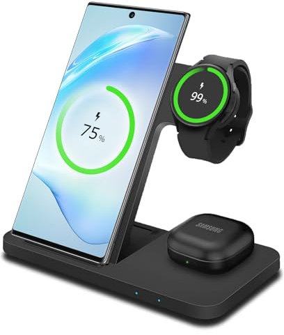 MMOBIEL Caricatore Wireless per Samsung – 3 in 1 Stazione di Ricarcica Wireless per MagSafe Samsung Galaxy S25/S24/S23/S22 serie, Galaxy Watch 6/5/4, Buds - 15W - Dock Ricarica Rapida