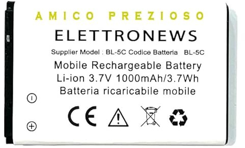 Batteria compatibile per Brondi Amico Prezioso, capacità 1000mAh, prestazioni pari all'originale, batteria compatibile per Amico Prezioso BL-5C