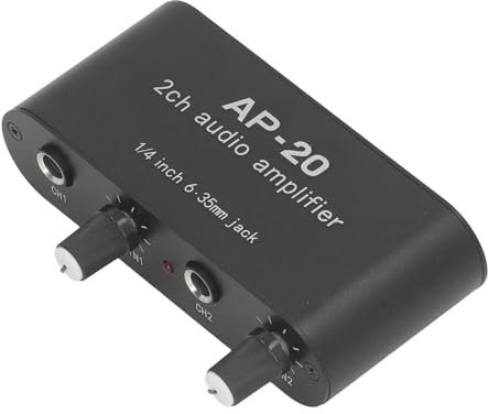 Sound Preamp, Sound Amplifier Wide Compatibility DC5V‑12V 1/4in 6.35mm 0 To 20db Gain Adjustable Unbalanced Single Ended for Microphone Instrument