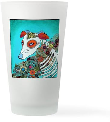 CafePress Dia Los Muertos, Day of The Dead Dog Drinking Glas Pint Glass, 16 oz. Drinking Glass