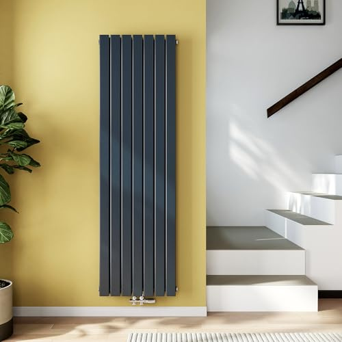 EMKE Radiateur Petit, 1800x540 mm, Anthracite,1949 W,Panneaux Double | Radiateur Vertical, Radiateur Plat Étroit pour Salle de Bain, Conception à Raccordement Central