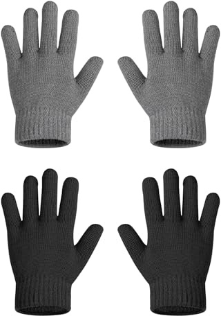 MELLIEX 2 Paires Gants Magiques pour Enfants, Gants en Tricot Extensibles Doigts Complets Hiver Thermique Gants pour Fille Garçons