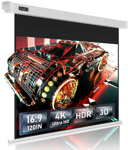 IN&VI ALR Beamer Leinwand Elektrisch Mit Fernbedienung,Projektor Leinwand 4K HD 120 Zoll Format 16:9 Projektionsleinwand,Motor Leinwand für Heimkino und Präsentation,Zur Decken-/ Wand-Montage
