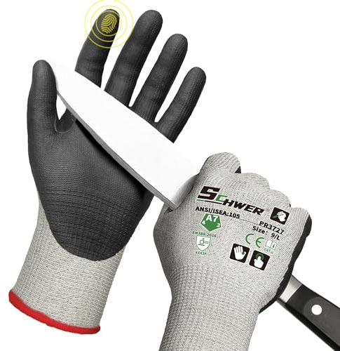 High Level Cut Resistant Work Gloves for High Risk Work, ANSI A7 Cutting Gloves with Reinforced Thumb, Used for WoodWorking, Construction, Non Slip, Durable, Breathable & Cool, L, 1 pair, PR3727