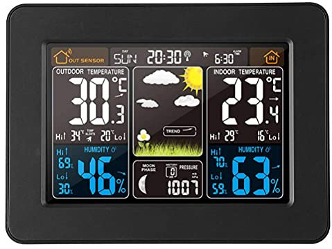 Reloj despertador con estación meteorológica, barómetro inalámbrico digital de temperatura y humedad, pronóstico del tiempo, reloj electrónico con estación meteorológica, pantalla de tiempo, relo