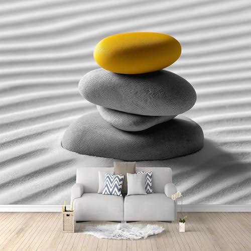 papel pintado mural Meditación Desierto Piedra zen Papel pintado no tejido Gris Murales de decoración del hogar para dormitorios infantiles 400 x 280 cm Fotomural panorámico para dormitorio