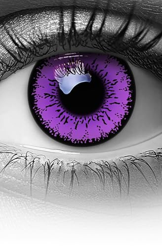 MERALENS Farbige Halloween Kontaktlinsen lila Purple Flower, 2 Stück (1 Paar), Ohne Sehstärke