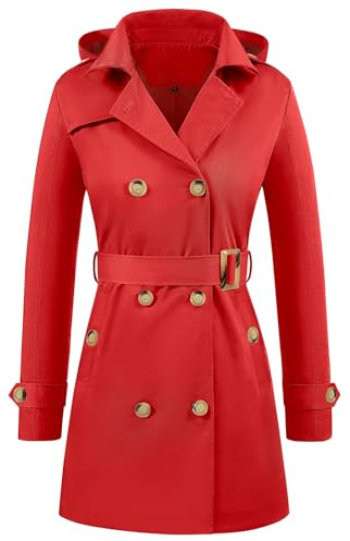 Tuopuda Trench-Coat Femme Double Boutonnage Manteaux imperméables Longues Col Rabattu Classique Coupe Vent Veste Léger Casual Ajustée Manteaux
