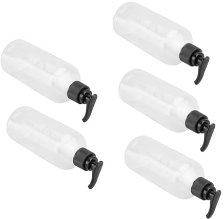 HAKIDZEL 5Stücke Druckpumpflasche Nachfüllbare Duschgelbehälter Schwarze Unterverpackungsflasche Flüssigseifenspender für Zuhause Reiseflaschen für Flüssigkeiten