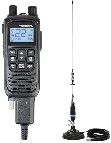 Kit Station Radio CB Portable PNI Escort HP 82, multistandard, 4 W, 12 V, AM-FM et antenne CB PNI S75, 75 cm, avec Aimant Inclus