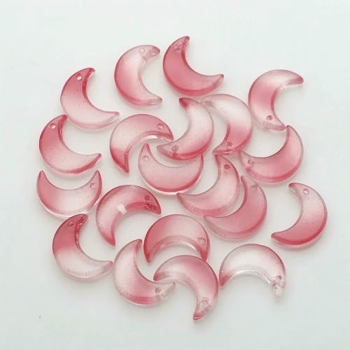 50 pezzi di perline di vetro a forma di mezzaluna, 12 x 16 mm, pendenti in C di murano, multicolore, per realizzare accessori per gioielli fai da te - rosso opaco