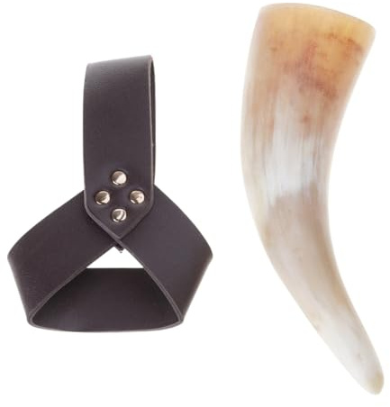 GMBYLBY Vikinges Trinkhorn mit Lederholstern Renaissancen Mittelalter Bierbecher Faire LARP Cosplay Kostüme für