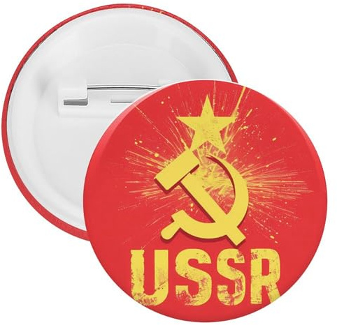 Broche redondo de solapa de hoz con martillo de estrella roja de la URSS para sombreros, decoración de ropa, 20PCS, Acero aleado, No es una piedra preciosa