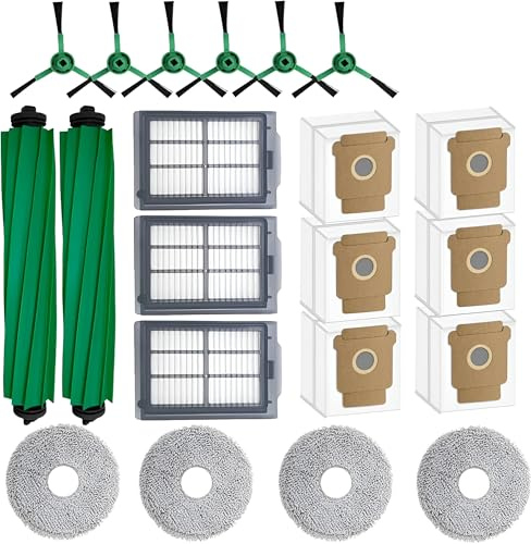 MIRTUX Pack de recambios Roomba 405 505 Plus Combo. Repuestos de 2 cepillos centrales, 3 filtros, 6 cepillos Laterales, 4 mopas y 6 Bolsas autovaciado.