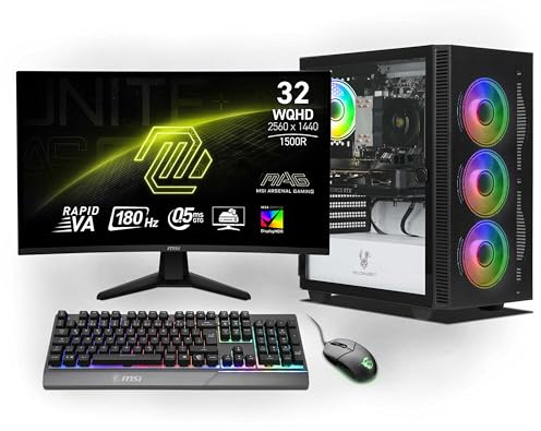 Ankermann Starter Gaming Bundle | AMD Ryzen 7 5700X | Nvidia GeForce RTX 5060 8GB | 16GB RAM | 1TB NVMe SSD | Windows 11 | WiFi | MSI MAG 32 Curved WQHD Gaming Monitor | MSI VIGOR GK30 Combo | Libre