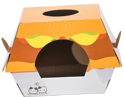VICASKY Kreatives Burger Kratzbett aus Langlebiger Wellpappe für Katzen und Kleine Haustiere Komfortabler Ruheplatz mit Kratzfunktion für Wohnung und Katzenspielspaß