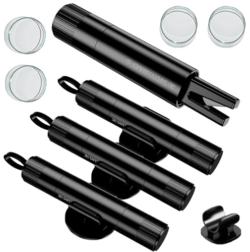 Gurtschneider Notfallhammer, 4er Notfallhammer Auto mit Gurtschneider, 2 In 1 Set Auto Sicherheitshammer, Safe Hammer Auto für Autoscheibe, Einfache Bedienung, Kompakt und Praktisch (Schwarz)