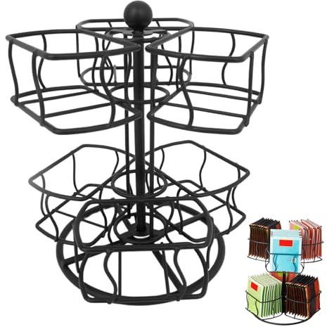 Nuytghr Carrusel Soporte Para Bolsitas De Té - Organizador Giratorio De 2 Niveles Con 6 Compartimentos Para Encimera,Cesta Para Sobres De Té, Café Y Azúcar - Para Hogar, Oficina, Cocina Y Apartamento