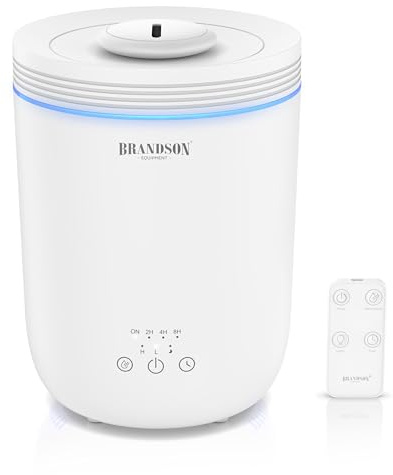 Brandson - Luftbefeuchter mit Fernbedienung - 2,2 Liter – LED Farben Stimmungslichter – Timer – sehr leise – praktische Status-LEDs - für Wohnzimmer Kinderzimmer Schlafzimmer