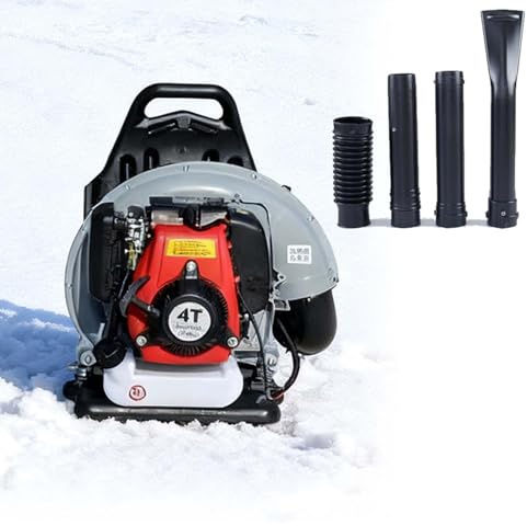 LYNNEYING Upgrade 125cc Benzin Rucksack Laubbläser, 4-Takt Motor, 1110 CFM, 10000 U/min, Ergonomisches System, Geringe Vibration, Kraftstoffsparend, für die Garten, Schneeräumung, Geschenk(红Red5.5kw)