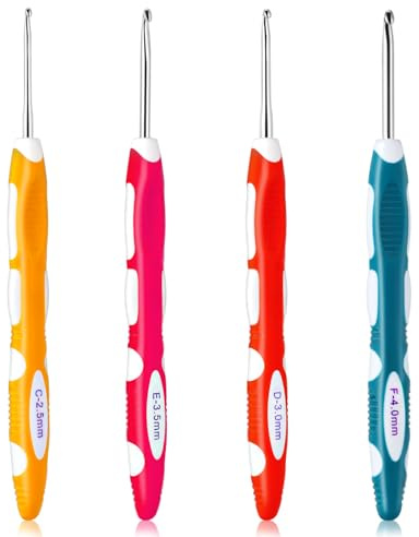 Ouligay 4PCS Crochet Hooks Set 2.5mm 3mm 3.5mm 4mm Ergonomic Crochet Hook Set Colorful Long CrochetNeedles DIY Yarn Weaving Tools for Knitting Gloves, Shoes, Bags, Hats, Socks, Scarf