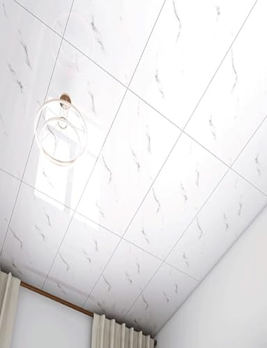 Générique Dalles de faux plafond étanches, panneaux décoratifs à coller for la rénovation moderne du salon, de la salle de bain et de la cuisine (30 x 60 cm / 12 x 23,4 po)(30pcs)